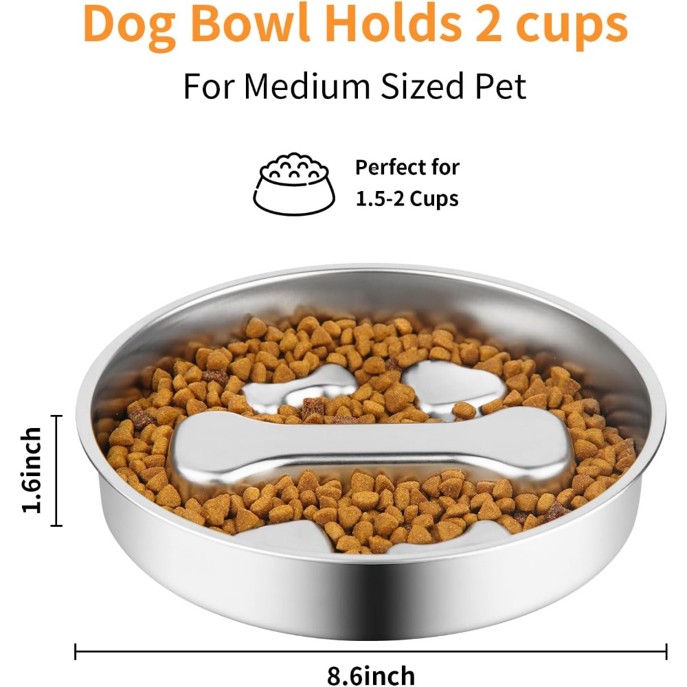 Slow Feeder Dog Bowl Stainless - Royal Canin Food Medium review and price